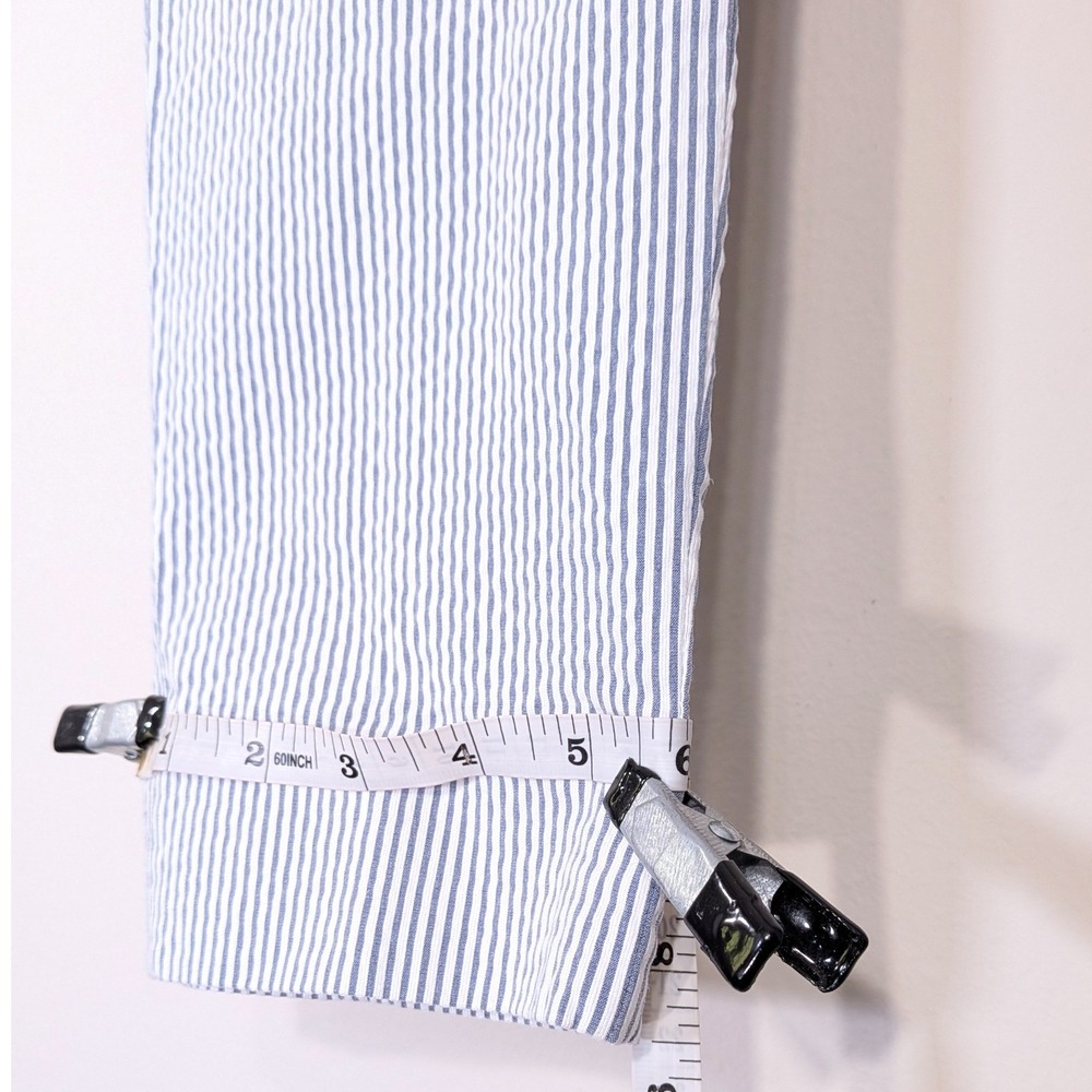 J.Crew Blue Seersucker Cameron Pants; Striped Slim Fit Ankle Trousers - Picture 5 of 7